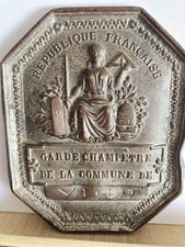 Plaque De Garde Champêtre Ancienne ( VICQ : France)