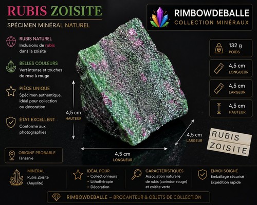 Rubis sur zoïsite - rubis, naturel