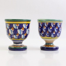 Lot De 2 Geribi Deruta Peints à la Main Italien Pottery Coquetiers