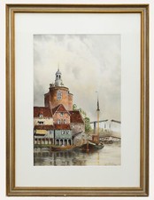 Louis Van Staaten (1836-1909) - Aquarelle Encadrée, Vue Du Pont-Levis
