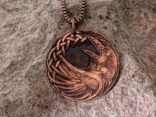 Corbeau viking pendentif - corbeau,