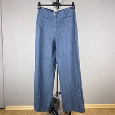 Pantalon en lin bleu pour
