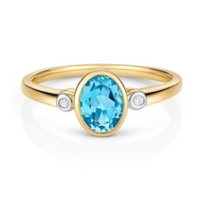 Bague topaze bleue et diamant