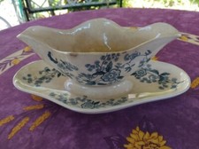 Saucière sur Plateau Terre de Fer Longwy Ycho Floral Papillon ou Libellule Bleu