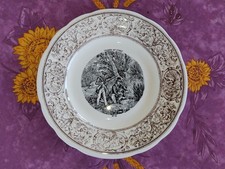Assiette Parlante Musée Faiencerie Gien Scènes de Chasse au Furet Sépia N°6 20cm