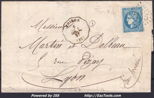 France 46b sur lettre gc - n°46b,