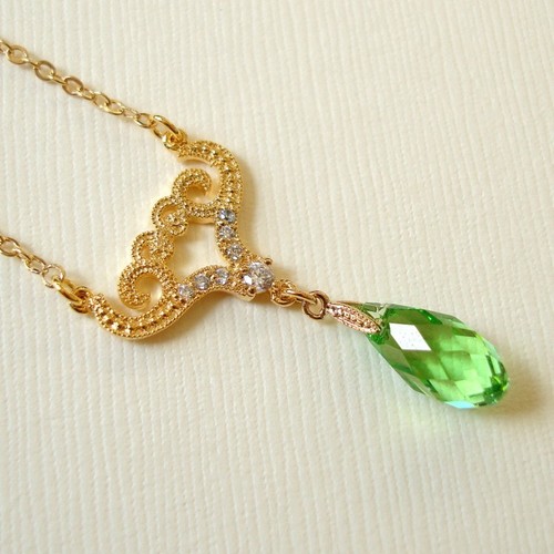 Green peridot crystal - green,