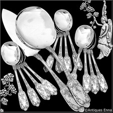 Lapeyre Rare French Sterling Silver Ice Cream Set 14 Pc, Empire