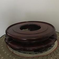 SOCLE SUPPORT BOIS CLOISONNE BRONZE PORCELAINE CHINE CHINOIS ASIATIQUE JAPONAIS