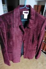 Ensemble tailleur veste jupe Caroll velours chenille rouge bordeaux prune T36