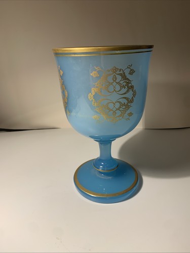 Verre calice opaline bleue - verre,