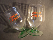 Très rare verre émaillé 1930 SOURCE SAINT PIERRE verre bicolore pied vert