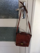 Ancienne Besace Cuir Marron Homme Sac Papier Vintage Déco Épaule Main