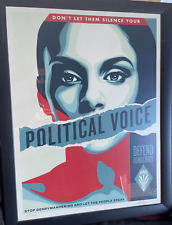 Shepard Fairey OBEY POLITICAL VOICE N° 257/450  SERIGRAPHIE DEMOCRATIE DEFEND
