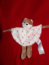 Doudou Plat Tom & Kiddy Bisous d'Ange Renard Marron Blanc Fleur Coeur Rouge