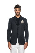 Sartoria partenopea pour Sulka Bleu Marine Cachemire Veste Coton 40 US / 50 Ue