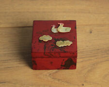 belle petite boite à bijou rouge laqué aux motif d oiseau rangement asiatique