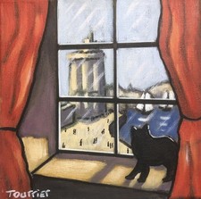 Tableau Chat fenêtre tours de La Rochelle Tourrier