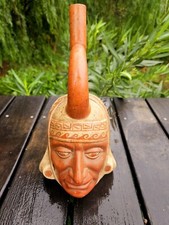 VASE Bouteille Portrait PRECOLUMBIEN MOCHICA Figure