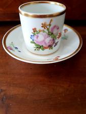 TASSE LITRON ET S/TASSE PORCELAINE VIEUX PARIS MI 19ème Décor fleurs NUM3