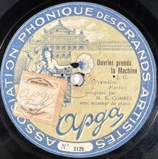 Emile Combes : Ouvrier prends la machine I & II RARE DISQUE 78 RPM 11" APGA EX