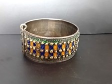 Bracelet berbère kabyle ethnique émaillé argent massif 19ème ethnic solid silver