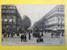 cpa PARIS Transport ATTELAGE CALÈCHE OMNIBUS Chevaux Charrette à bras Triporteur