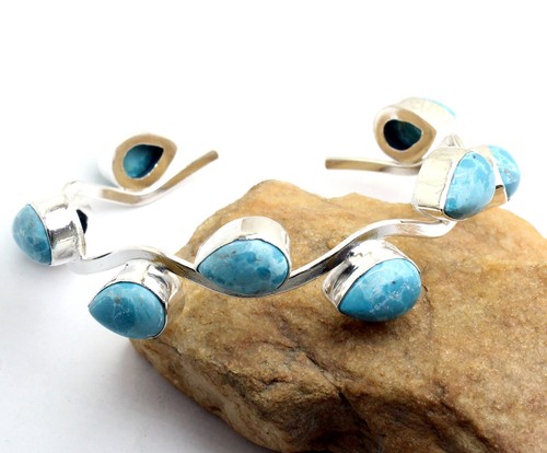 Blue larimar gemstone - blue, 925