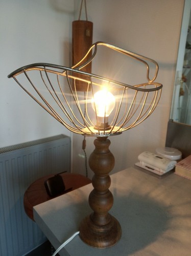 Lampe corbeille recup vintage - lampe,
