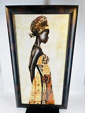 Grand Cadre Bois Ethnique Tableau Femme Africaine Hauteur 56 Cm Largeur 30 Cm