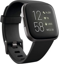 Fitbit - Versa 2 Smartwatch 40mm Aluminum - Black/Carbon with Silicone Band
