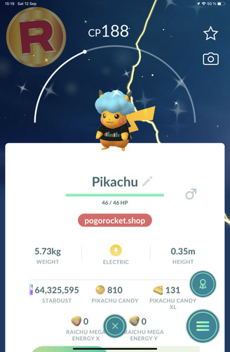 Shiny pikachu cyan afro hat - shiny,