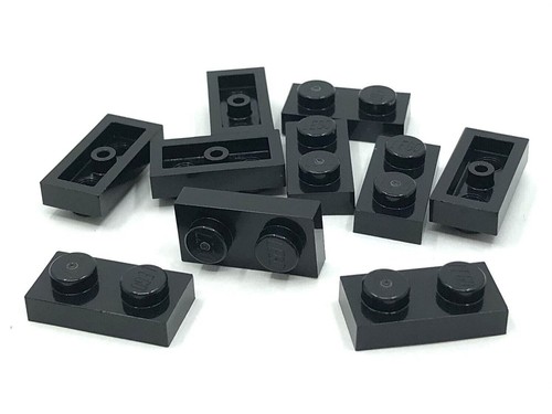 Lego black plate - 10, 1x2