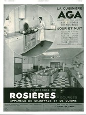 Publicité ancienne cuisinière Aga fonderies de Rosières 1936 issue de magazine