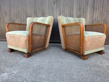 2x Art Déco Fauteuil de Vienne Tressé 30er Bauhaus Vintage Club Easy Chaise
