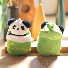 Pantoufles mignonnes en peluche panda, jouets, ornements de sac, porte-clés