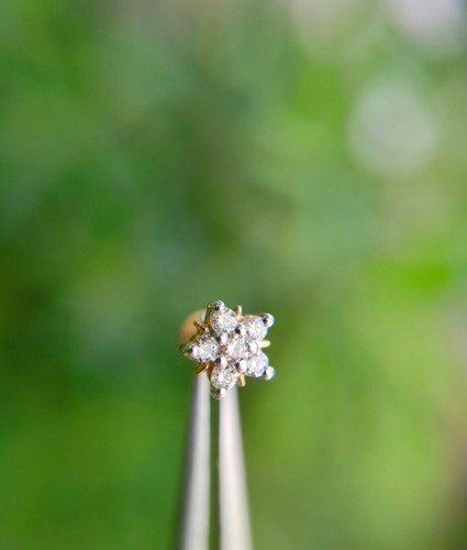 14k massif diamant fleur - or,