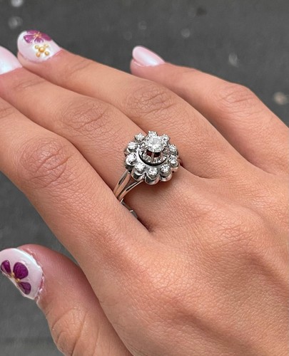 Bague marguerite blanc - en, or