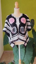 🌸 Poncho Pull Granny Fleurs