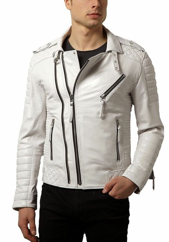 Veste cuir blanc pour homme - veste,