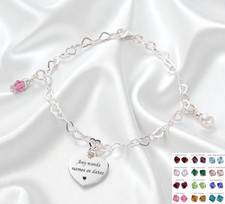 Gravé Bracelet, 925 Cœur