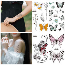2 Feuilles Temporaires Imperméables 3D Papillon Fleurs Tatouages ​​ /