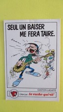 sticker La vache qui rit Gaston Lagaffe " Seul un baiser me fera taire " 7 cm/5 