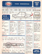 Fiche Descritive Automobile pour SIMCA 1501 et 1301 - Modèles 1967 - 2 pages