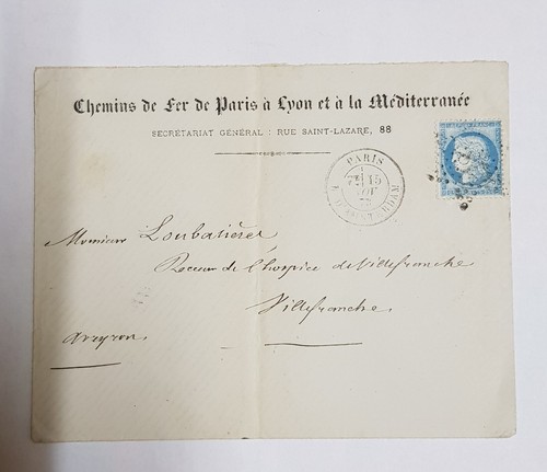 Lettre chemin fer paris - chemin, a