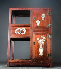 22" Huang Huali bois incrustation coquille sculpté fleur modèle meubles cabinet