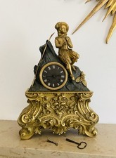 Pendule en bronze doré époque XIXe par Baullier & fils à PARIS (balancier à fil)