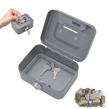 Petite Caisse Forte Caisse avec Serrure à Clé Argentée Caisse à monnaie 115 x...