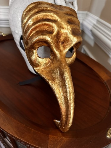 Signed zanni gold theater mask - signed,