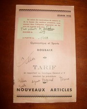 LIVRET CATALOGUE TARIF MATERIEL SPORTIF ANCIEN GYMNASTIQUE ROUBAIX 1936